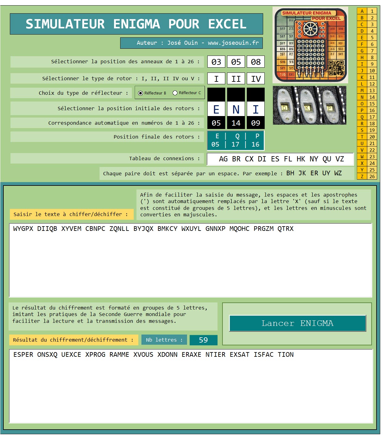 Enigma : Histoire, fonctionnement et programmation en Python et en VBA pour Excel